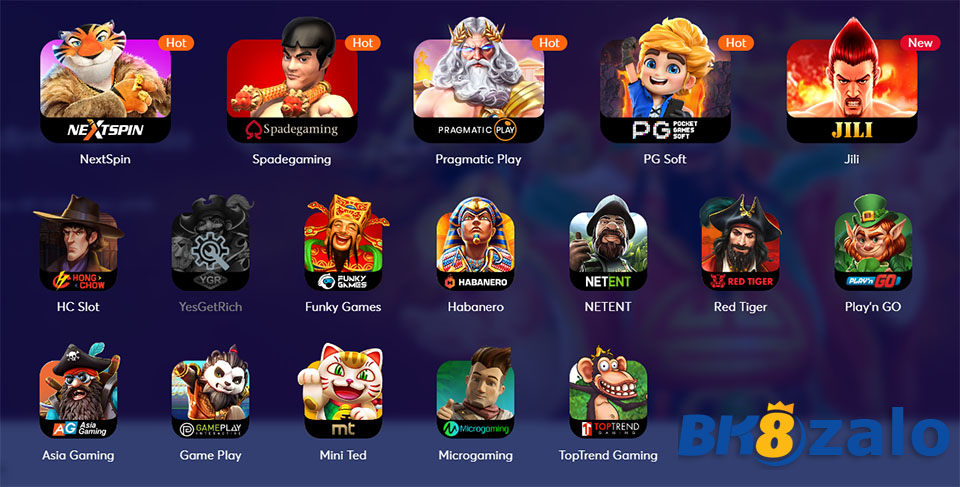 Nhà cung cấp slot game tại Bk8