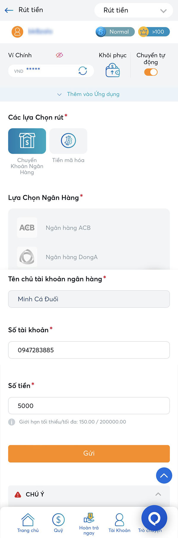 Những lưu ý khi rút tiền tại Bk8